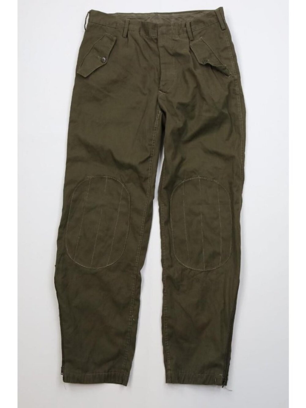 Vintage 80s Italian Military Mens 32x30 Double Knee Wide Leg Button Fly Pants